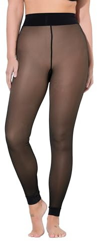 Ulla popken termo-leggings, fleece inuti, bred linning, 80DEN termiska leggings, fleece inuti, bred linning, 80 den, svart, 42-44
