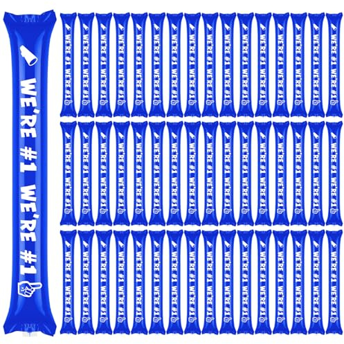 Rotatingpals 48 Pcs Blue Thunder Sticks Noise Maker Boom Sticks We Are Number One Team Spirit Boom Stick Cheering Stick Noise Maker for Football Party Basketball Sports Event Celebration Cheerleading