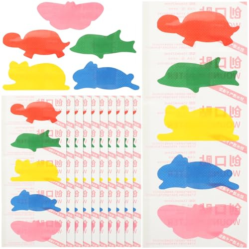 Ipetboom 4 cajas Vendajes Adhesivos Infantiles Pequeños Coloridos con Diseño de Animales Parches Transpirables para Cuidado de Heridas Paquete de Unidades Cajas para Niñas