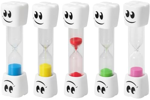 Sand Timer, Toothbrush Timer for Kids, 2 Minute for Teeth, sand Timers for Kids, 5 Pack Multicolor Sands Timers, 9 * 2.3 cm Teeth Brushing