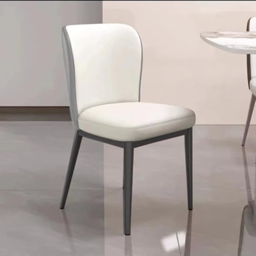 Moderna Matstolar I Läder Klädda Sidostolar Med Böjd Rygg Receptionens Accentstol För Kontor, Vardagsrum, Kök, Sovrum(Beige B,Black legs)