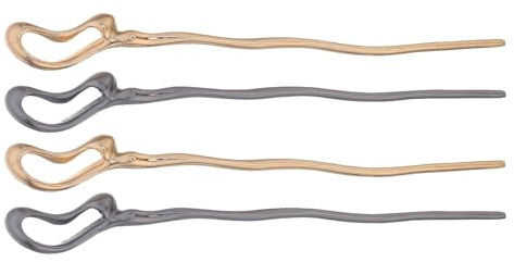 Épingles à Cheveux Métalliques Géométriques, Lot de 4 Pièces | Style Minimaliste Élégant, Finition Rétro Artistique, pour Femmes, 2 Couleurs Disponibles