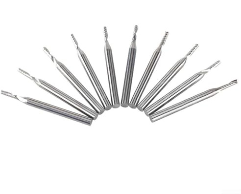10-teiliges Hartmetall-Schaftfräser-Set, 2 mm Schnittdurchmesser, 1/8-Zoll-Schaft für CNC-Fräser-Bits für Acryl-PVC-MDF-Dichteplatten und Holz, kompatibel