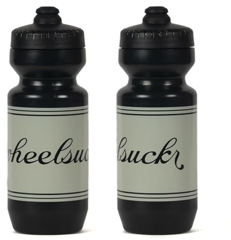 Wheelsuckr 2 Pack Purist 22 oz Water Bottle by Specialized Bikes | Vintage Cycling Jersey Screen Print | MoFlo 2.0 Cap | Made in USA, Black (2)