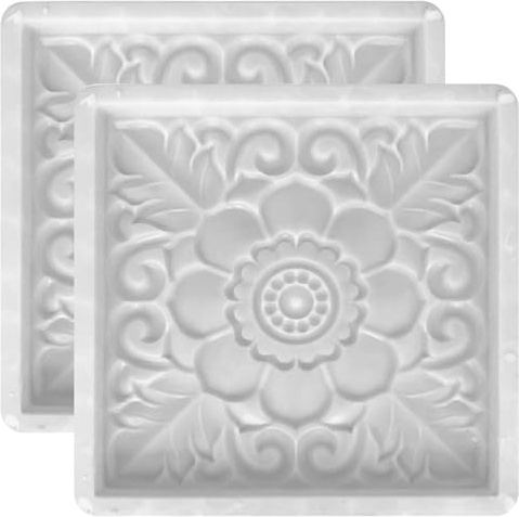 Stampi per pavimentazione in calcestruzzo, confezione da 2 stampi per calcestruzzo fai da te con design antico loto per realizzare pietre miliari per percorsi da giardino, forme di cemento riutilizz