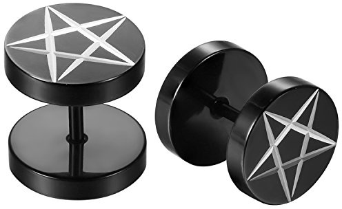 JewelryWe Schmuck Hip Hop FAKE PLUG Edelstahl OHRRINGE SCHRAUBE Ohrstecker Screw Punk Rock Stil Ohrschmuck Tunnel Ohr-Piercings für Herren Damen