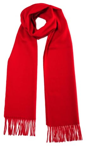 MayTree Kaschmir-Schal für Damen und Herren - Weicher Wollschal aus 100% Kaschmir, einfarbig, 180 x 30 cm - Luxuriöser Winter-Schal - Rot