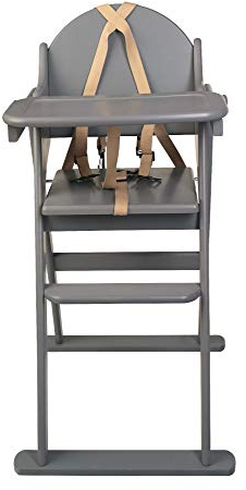 Safetots Deluxe Klapphochstuhl aus Naturholz, Grau, Hochstuhl für Baby und Kleinkind, Vormontiert, Stilvoll, Praktisch und Platzsparend