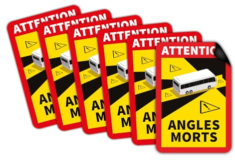 6 Stück Angles Morts Magnetschilder 25 x 17 cm | Frankreich Warnzeichen für Bus und Wohnwagen als Magnet | UV-Schutz, Wind- und Wetterfest