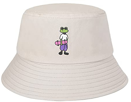 ZLYC Männer Frauen Sommer Fischerhüte Obst Hut, Frosch Beige, One Size