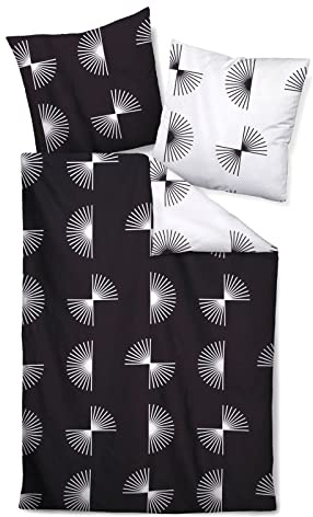 Janine Mako-Satin Bettwäsche J. D. 240x220 cm + 2X 80x80 cm schwarz