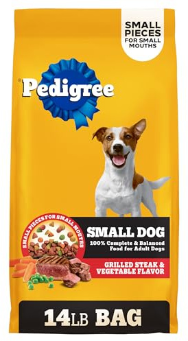 Pedigree Dry Dog Food for Adult Small Dogs, Grilled Steak and Vegetable Flavor, 14 lb. Bag
