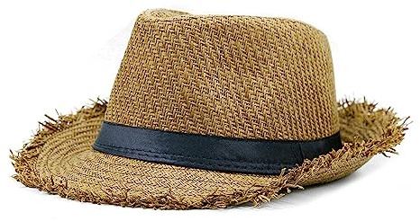 BAOZENGMUY Sonnenhut Strohhut Hut Strandhut Herren Sommer Panamamütze Casual Fedora Hut Herren Strohhut Uv-Schutz Breite Krempe Sombrero 56-58Cm Braun, Einheitsgröße