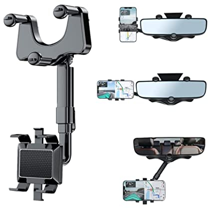DMJWAN Supporto per Telefono per Auto,Supporto Porta Reggi Pinza da Specchietto Retrovisore da Auto Macchina per Cellulare Smartphone, Adatto per Smartphone da 3 a 7 Pollici