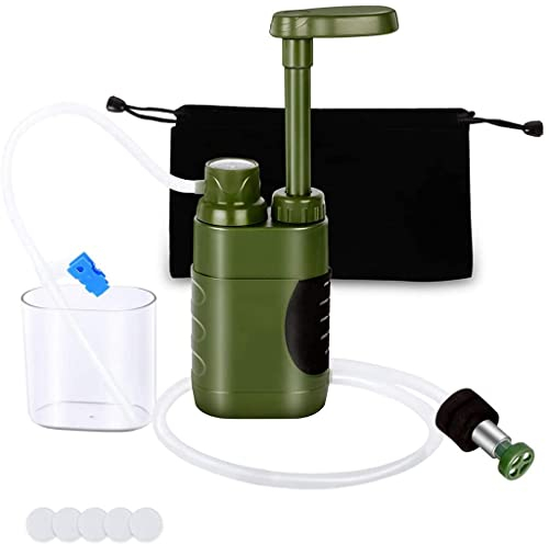 Filtre Purification d'eau Survie, Purificateurs d'eau Portables, 0,01 Micron Purificateur Équipement de Survie pour Camping, Randonnée, Sac À Dos