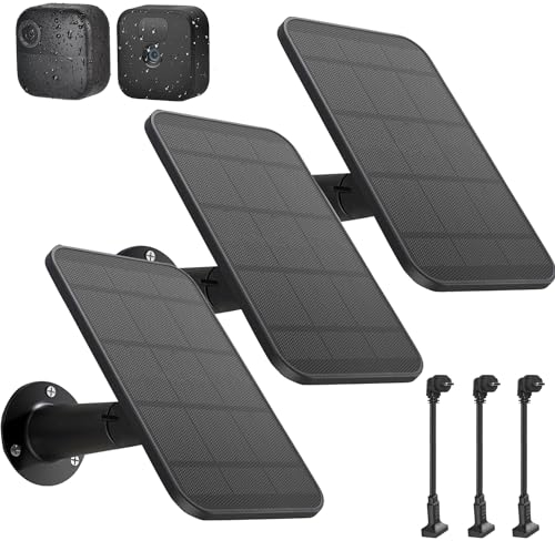 Solarmodul-Ladegerät, kompatibel mit Blink Outdoor 4 (4. Generation) und Blink XT2/XT, IP66 wetterfest, jeder eingebaute 2200-mAh-Akku mit 3 m Stromkabel und verstellbarer Wandhalterung, 3 Stück