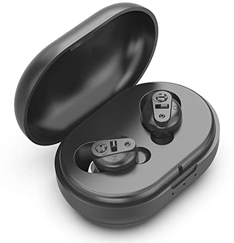 Sound Collector,Rechargeable Sound Amplifier for Adults Mini Invisible Premium Digital Hearing Amplifier Aid in The Ear Noise Cancelling Batteries Storage Case for Hard of Hear (Black)