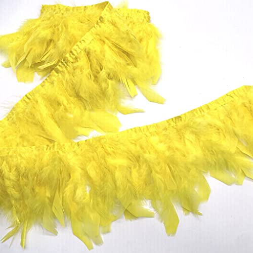 Shekyeon Truthahnfedern Fransenbesatz Trim für Partykleidung DIY Nähen Handwerk Dekoration 2 Yards (Gelb)