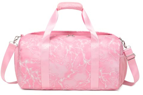 Sport gym duffelväska resväska för pojke flickor weekendväska övernattningsväska handbagage med skofack och våt ficka, 4-rosa, Resor sport