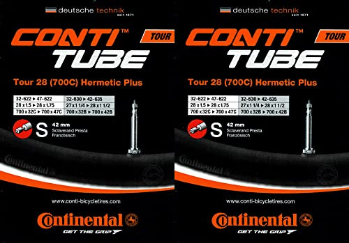 2X Continental Tour 28 Hermetic Plus Schlauch 28 Zoll SV (32/47-622) SV 42mm