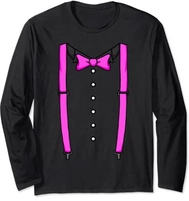 Pink Fliege Hosenträger Kummerbund Smoking Fliege Langarmshirt