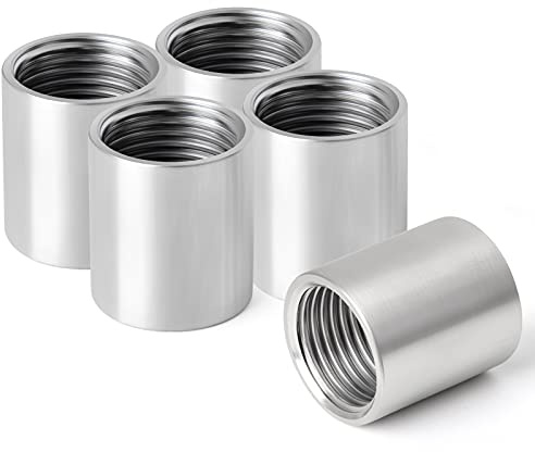 ERGAOBOY 5 Pcs 304 Stainless Steel 1/4 Female to 1/4 Female BSP Thread Straight Coupling Connectors SUS 304 Pipe Fittings