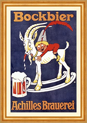 Biller Antik Achille Brasserie Bockbier Chope à mesurer Pologne Publicité Affiches A3 418 Encadré
