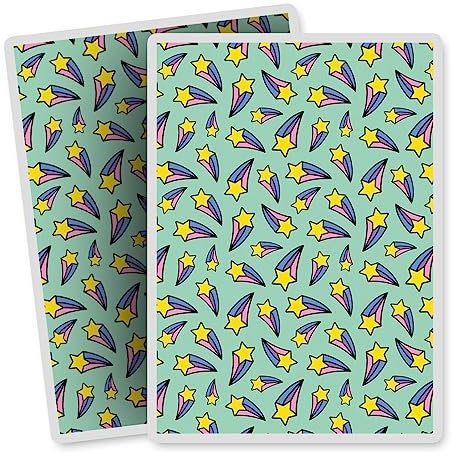 Vinyl Rectangle Vertical (Portrait) Stickers (Set of 2) 10cm - Yellow Shooting Stars Rainbow Green Girls for Laptops, Tablets, Luggage, Scrap Booking, Fridges #170051