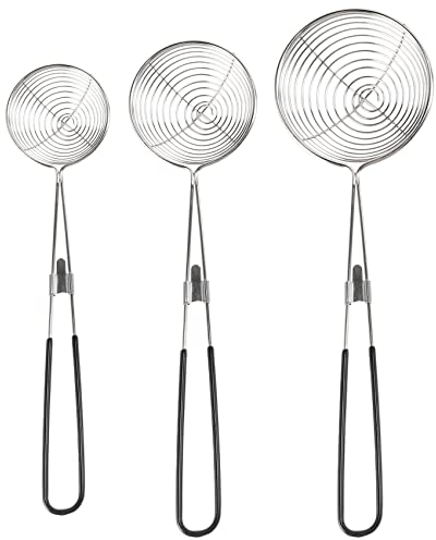 Ksrnsne 3-Piece Round Hot Pot Strainer-Stainless Steel Asian - Spider Skimming Spoon Set, Mesh Spoon