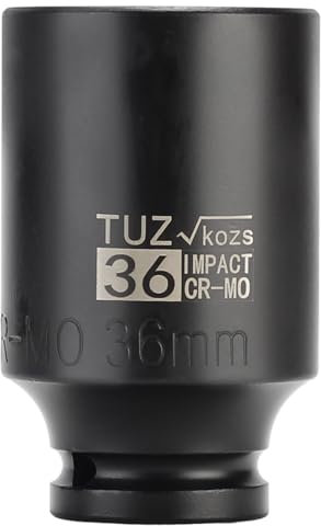 TUZkozs Douille à mpact de 36 mm de profondeur, design à 6 points, métrique, alliage d'acier au chrome molybdène traité thermiquement, design d'angle à rayon, revêtement anti-corrosion et tâches