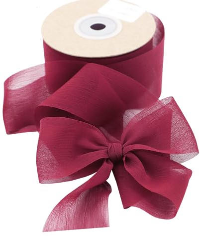 Geschenkband Schleifenband 3.8cmx22.8m Chiffonband Seidenband Rot für Geschenkverpackung Hochzeitseinladungen Blumenarrangement (Rot)