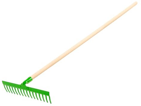VERTO Gartenrechen - Stahlkopf - Gartenrechen mittlerer Stärke für die Gartenarbeit - Griff enthalten von Boden Laubbesen für Blumenbeet Handharke Gartengeräte Gartenwerkzeug - Zinken 12-18