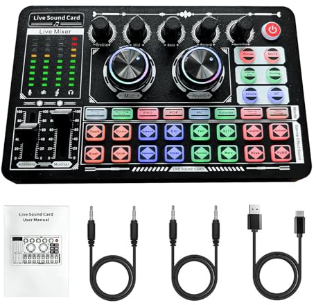 KILOGOGRAPH F999 Classic - 2 Channel DJ Mixer Sound Board with USB-C, 44.1KHz, 16-bit Audio, 7 Knobs, 33 Buttons, 2 Push Buttons, Battery & DC Powered, Perfect for Podcasts, Music, Live Streaming | Soundboard for PC Mac iPhone iPad Android, Beginner Friendly, 16 Sound Effect, Voice Changer, Bluetooth, Streaming Podcast