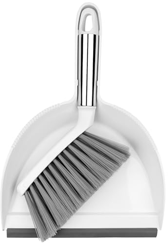 WinGluge Juego de Escoba y Recogedor Pequeños Material de PP, Escoba con Recogedor, Set Mini Cepillos Barrer de Migas, Escoba de Escritorio Que Ahorra Espacio, Combinación de Recogedora Portátil