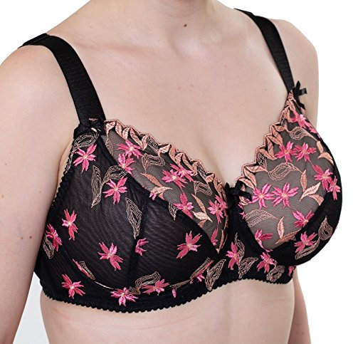Gemm Womens Plus Size Lace Full Coverage Firm Hold Non Padded Underwired Full Cup Bra