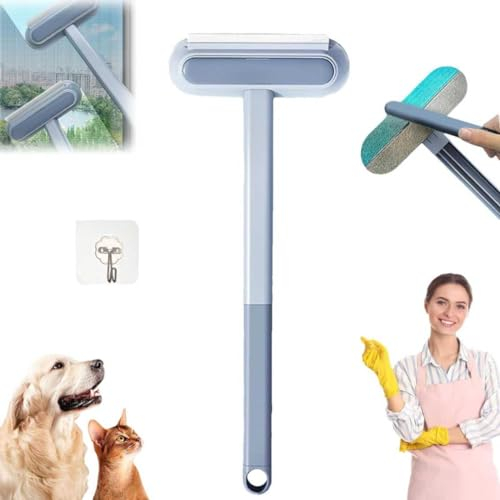 Pet Hair Removal Brush With Squeegee and Extended Handle - Bidirectional Cleaning Tool for Dog Cat Fur on Couch Carpet - Reusable Broom for Pet Enthusiasts (1PCS)