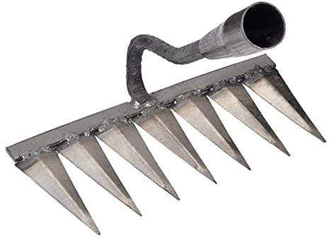 Rastrillo de Jardin de Mano, 7 Dientes Rastrillo Acero al Carbono Metal, Aireador Cesped Rastrillo, Rastrillo Hojas Jardin, Escarificador Mano, Rastrillo para Deshierbe/Aflojamiento/Siembra(sin Pa-lo)