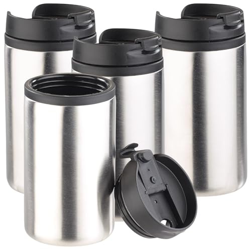 Rosenstein & Söhne Kaffee Thermobecher: 4er-Set doppelwandige Edelstahl-Isolierbecher, hält warm & kalt, 280ml (Kaffee-to-Go-Becher Thermo, Coffee-to-Go-Becher Thermo, Tasse)