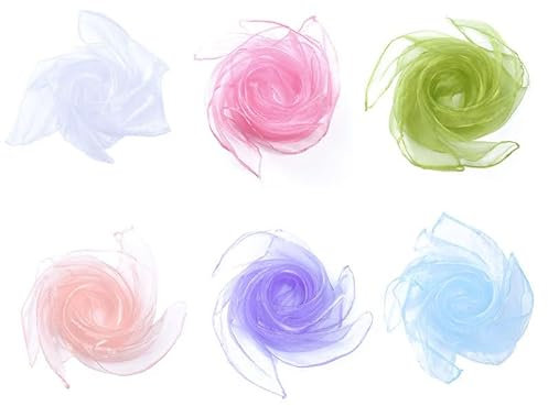 Abiyou 18 Stück Jongliertücher, Chiffontücher für Tanzen, 60x60CM Bunte Seidentücher, Bunt Square Jongliertücher, Squar Seidentücher, für Tanzen, Jonglieren, Sensorisches, Sensorisches Zubehör