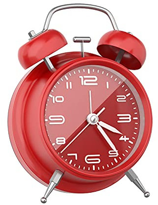 Yumyolk Sveglia Classica Vintage Forte, Sveglia da Comodino analogica a Doppia Campana Silenziosa Sveglia Analogica Senza Ticchettio per Bambini Adulti rosso
