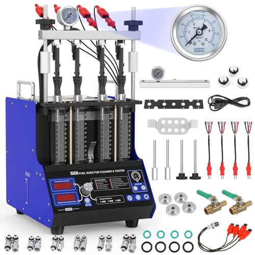 PLAYOCCAR Nettoyeur d'Injecteurs de Carburant V209 220V Nettoyeur et Testeur D'injecteur Carburant à Ultrasons à 4 Cylindres avec 10 Fonctions Test pour la Plupart Injecteurs GDI Voiture et Moto