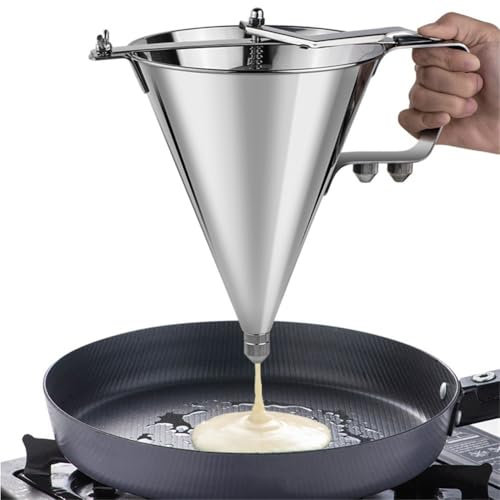 Pfannkuchenteigspender, 1800 ml Teigverteiler, mehrkaliber Edelstahl-Trichter-Kuchenspender mit Ständer, ideal für Pfannkuchen, Cupcakes oder andere Backwaren