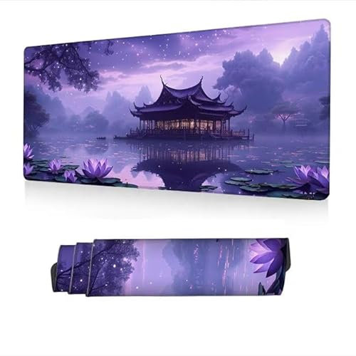 Large Mouse Mat 800x300x3mm,Mouse Pad Purple Desk Mat,Mousepad Pavilion Desk Pad with Non-Slip Rubber Base,Keyboard Pads with Waterproof Surface,Stitched Edges Mousemat,Computer Accessories S1-638