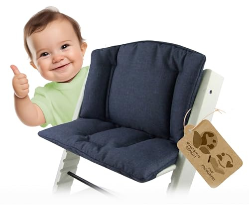 ninna-nanna by Bambiniwelt Ersatzbezug Bezug Sitzkissen Kissen-Set Sitzverkleinerer kompatibel mit Stokke Tripp Trapp für Hochstuhl-Kinderstuhl Mod. 1 (meliert Marine)