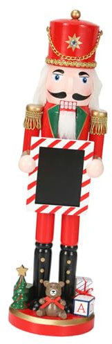 Uqezagpa Charm 39 cm Casse-noisette Soldat Durabilité Artisanat Figurine de Noël en bois pour King Styles Décorations en bois