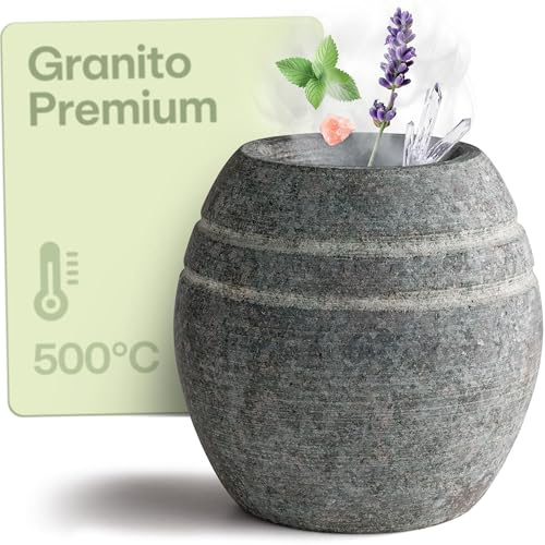 Praknu Oeuf de Sauna en granit robuste – Pour des moments parfumés de détente – Bol aromatique pour infusions – Format compact – Pour la maison & le bien-être
