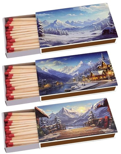135 Kaminhölzer (3 Packungen à 45 STK) ca 100mm lang Kaminstreichholz Streichhölzer Kaminanzünder Zündhölzer Zigarre Pfeife Kamin Grill Kerze Lange Brenndauer (Wintertraum)