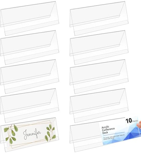 TCETCY 10 Stück Namensschilder Tischaufsteller Acryl 30 x12cm Namensaufsteller Büro Tisch Namensschilder Tischaufsteller Dachform Büro Namensschild Tisch für Chef, Kollegen, Lehrer, Mitarbeiter