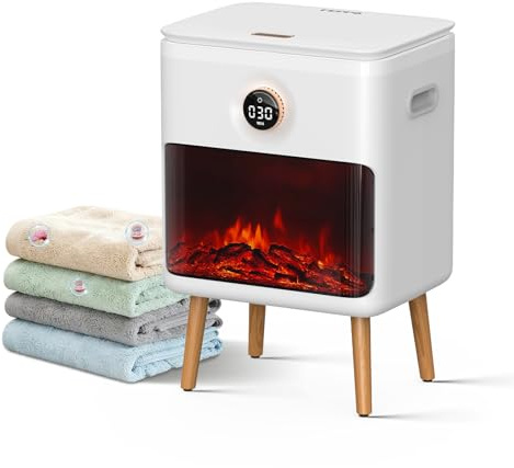 FEPPO Towel Warmer, Large Capacity Luxury Towel Warmers for Bathroom with HearthGlow Display, Rotary Timer Control & LED Countdown, Fits 2 Large Towels, Bathrobes, Blankets, Pajamas