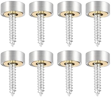 Whimsigulp 8 Pcs Mirror Screws Decorative Caps Cover Nails, Brushed Stainless Steel Screw Covers Caps, Mirror Screws Fasteners for Sign Advertising Hardware Construction, 10mm Diameter Silver